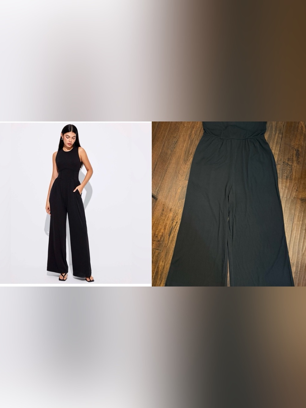 Cider Black Solid Sleeveless Wide
Leg Jumpsuit Size XL NWT